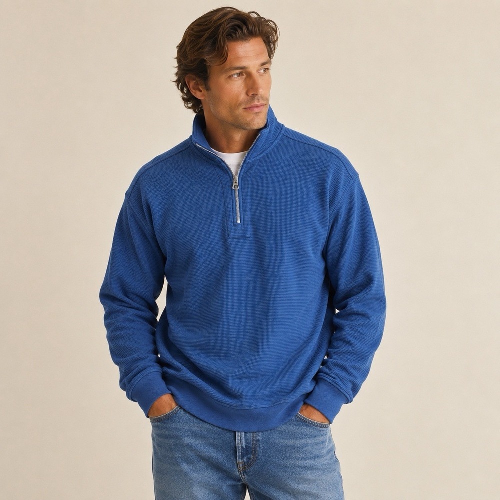 J. Crew VTG Men's Sweater 1/4 Zip Mock Neck L Classic Preppy 90's